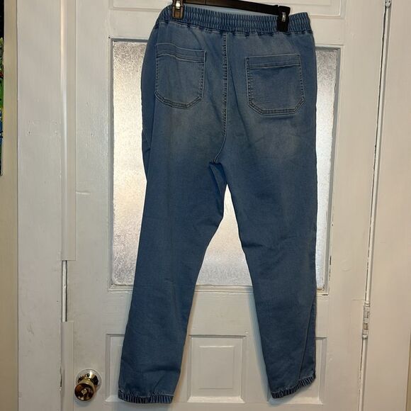 Natural Reflections Women’s Light blue denim drawstring pants elastic ankle L - Picture 6 of 6